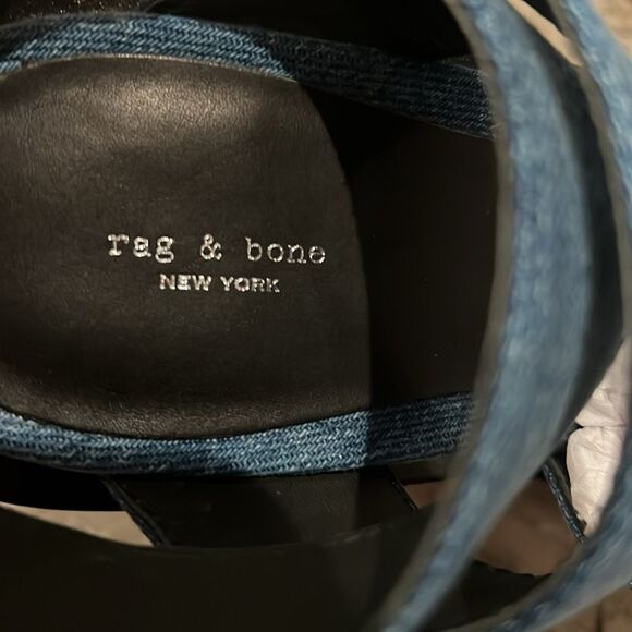 Rag & Bone Santiago Ankle Strap Platform Wedge Sandals Denim, New, Size US 8.5 - Picture 11 of 16